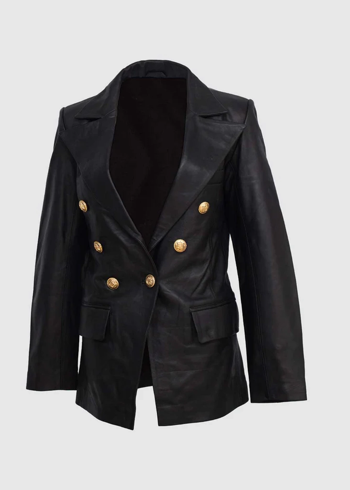 Kim Kardashian Inspired Black Leather Coat