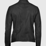 Men's Black Asymmetrical Leather Biker Jacket back