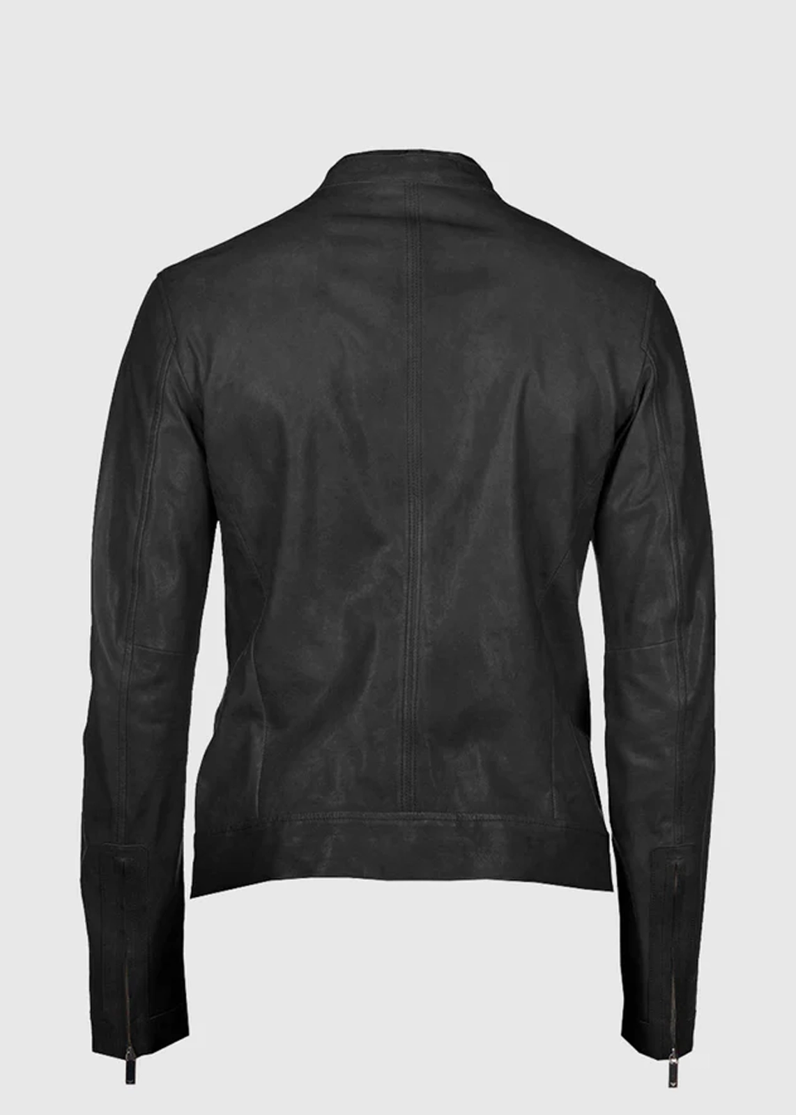 Men's Black Asymmetrical Leather Biker Jacket back