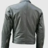 Men's Black Leather Biker Jacket With Zipper Detail back