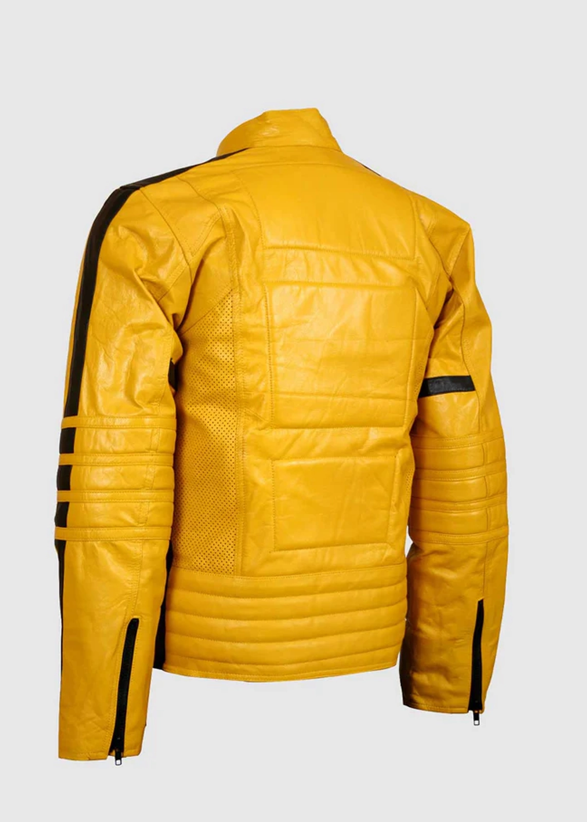 Mens kill bill yellow leather motorcycle jacket back