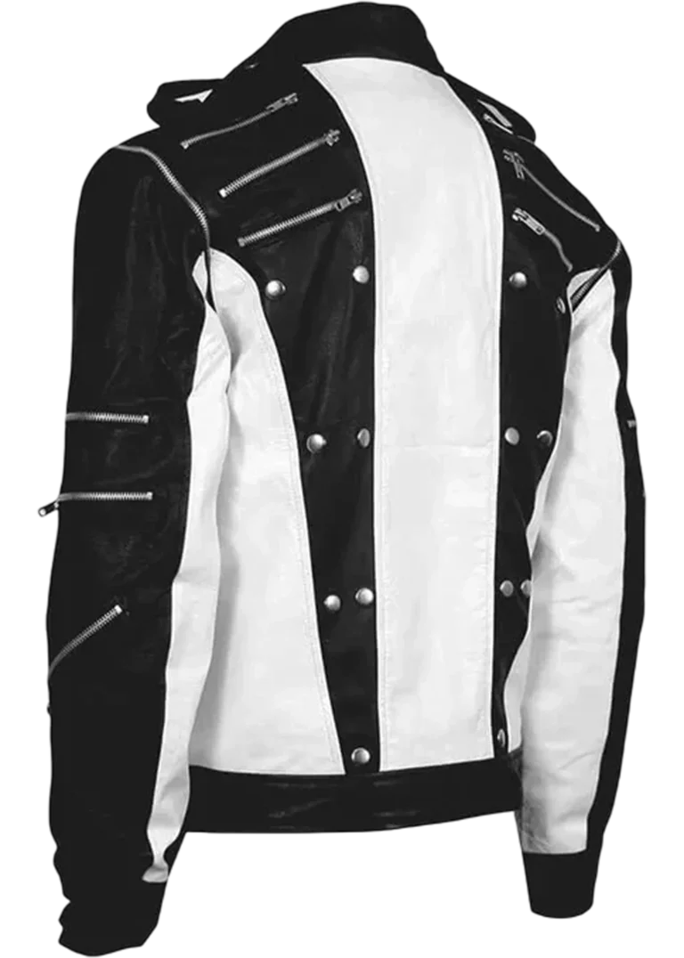 Michael Jackson Black and White Leather Jacket back