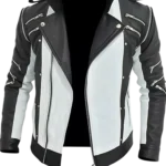 Michael Jackson Black and White Leather Jacket front