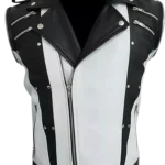 Michael Jackson Black and White Leather Jacket front 2