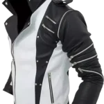 Michael Jackson Black and White Leather Jacket front side 2