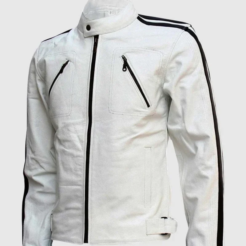 Off White Leather Jacket front
