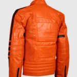 Orange Black Leather Motorcycle Jacket back