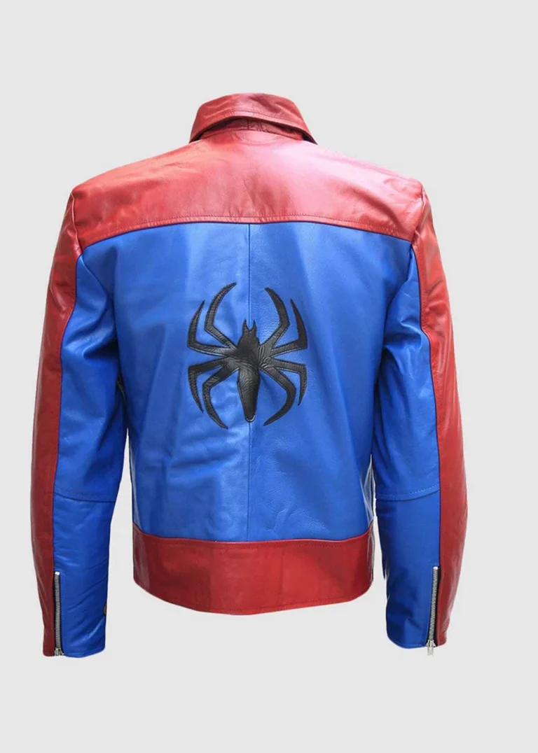 Spiderman Inspired Red and Blue Leather Jacket back