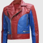 Spiderman Inspired Red and Blue Leather Jacket front