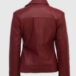 Womens Maroon Leather Jacket back