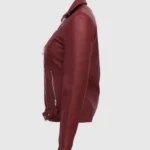 Womens Maroon Leather Jacket side