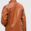 Women's Tan Vintage Leather Jacket back