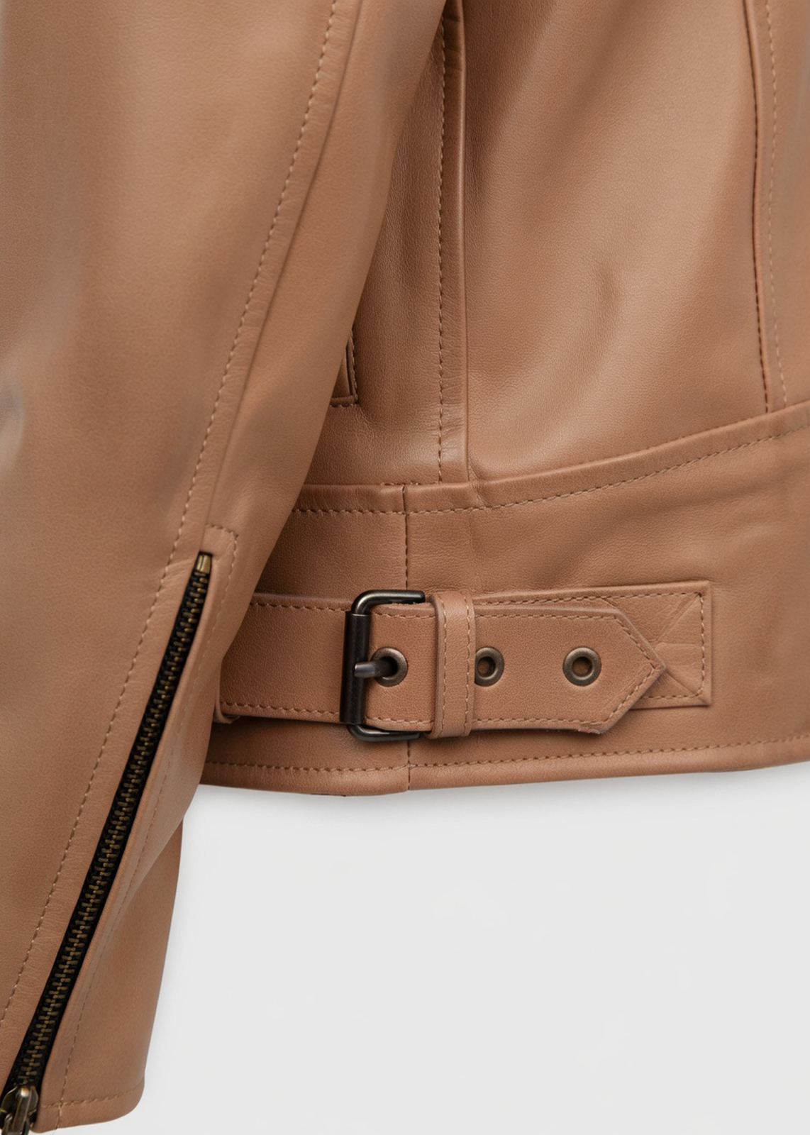 Men’s Durable Beige Leather Jacket