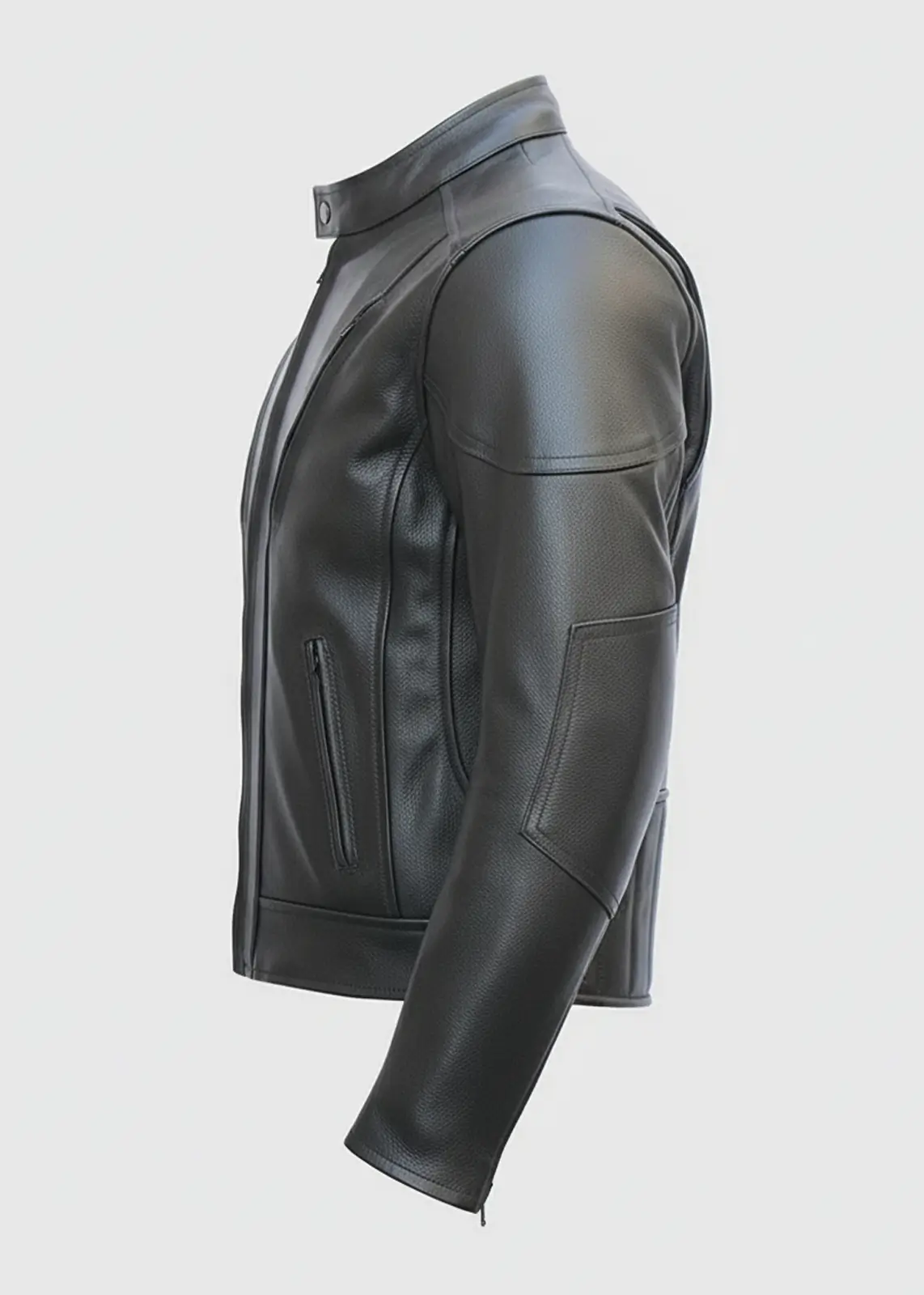 Black Leather Motorcycle Jacket With Zipper Attributes