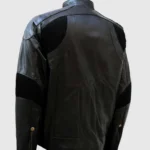 black gold zipper leather jacket back