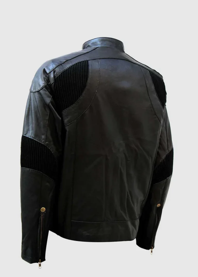 black gold zipper leather jacket back