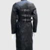 black gothic leather trench coat back full