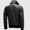 black leather hoodie back