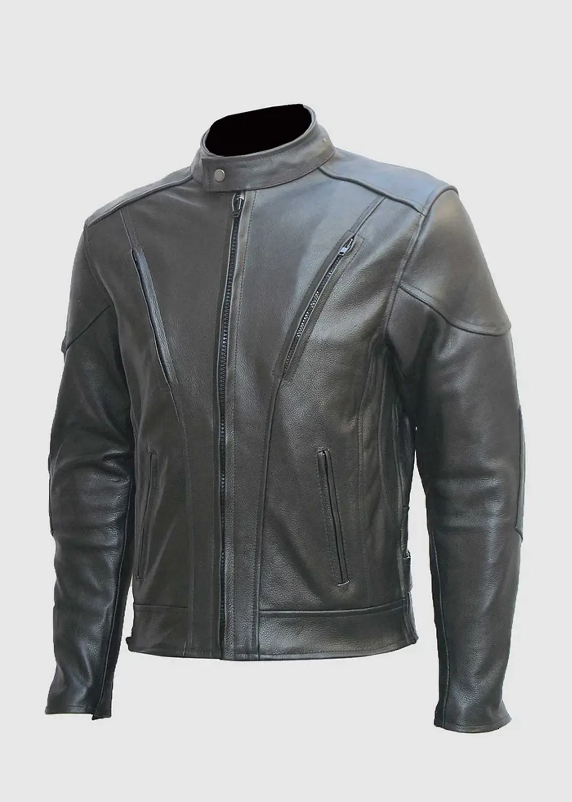 Black Leather Motorcycle Jacket With Zipper Attributes