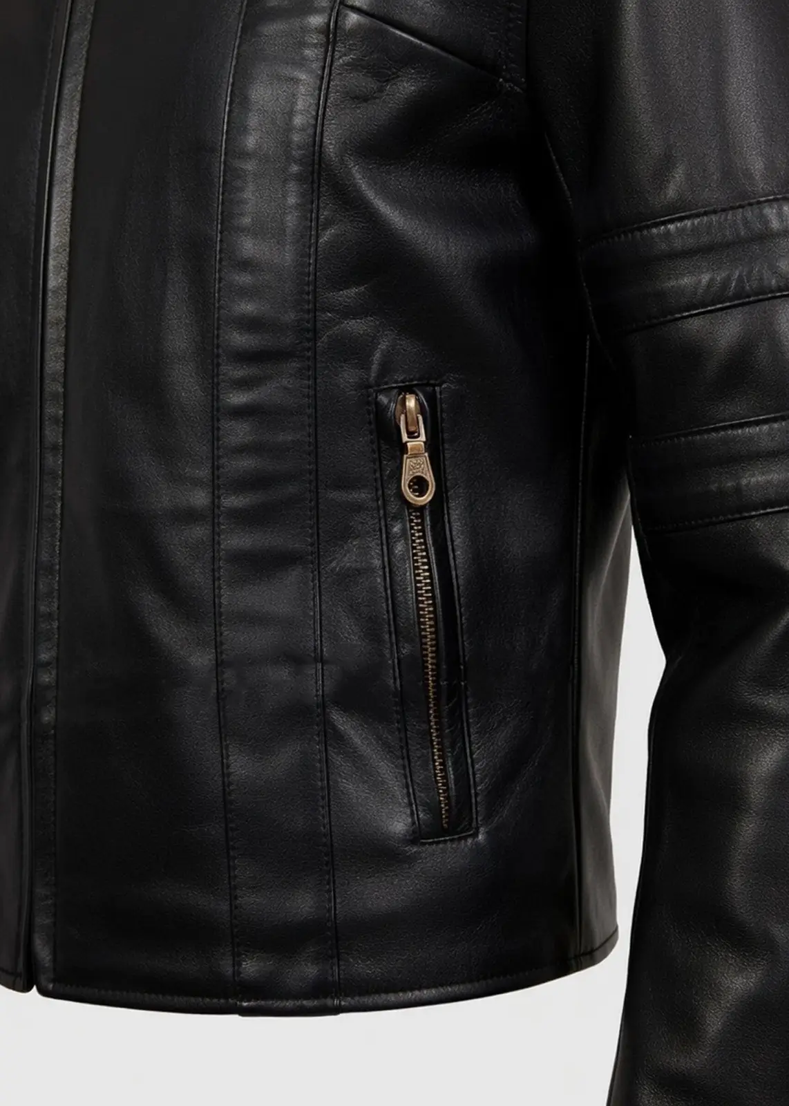 Black Leather Moto Jacket For Men