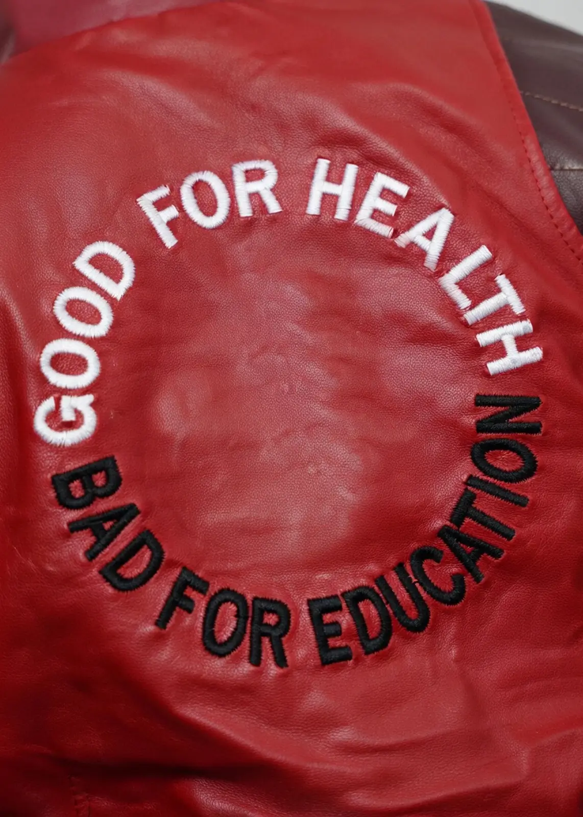 Good For Health, Bad For Education Leather Jacket