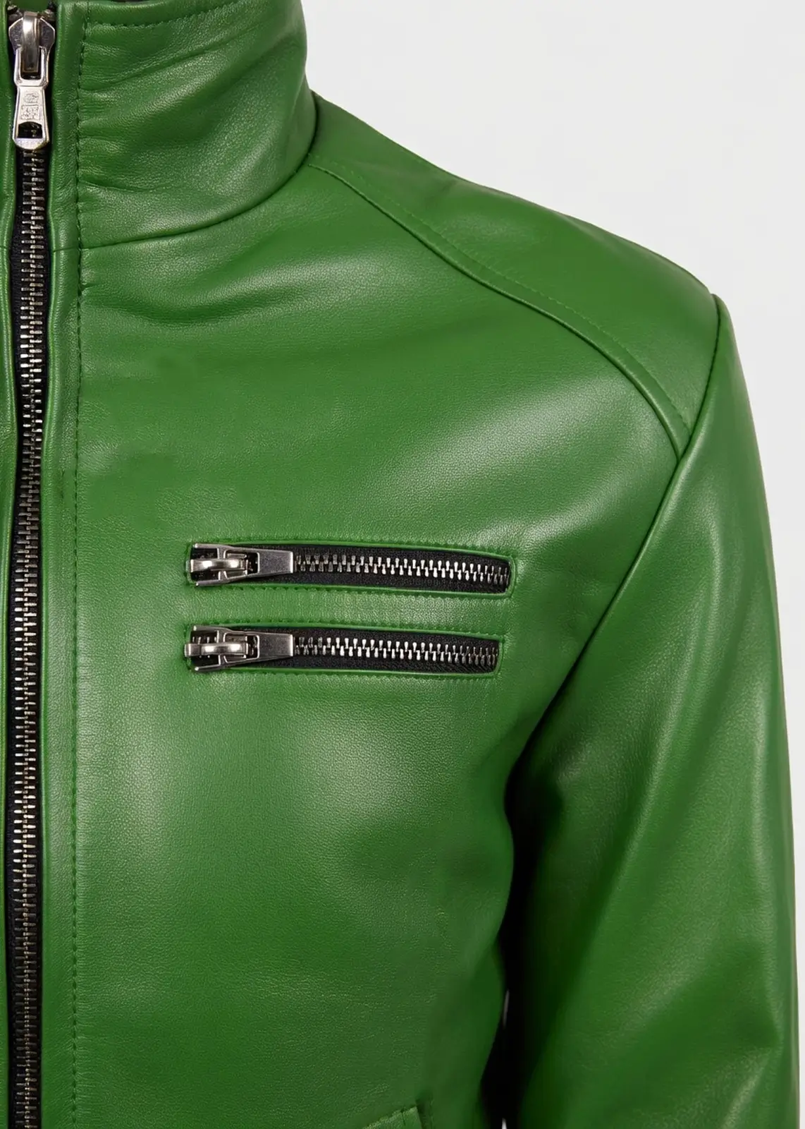 Men’s Green Leather Bomber Jacket | Zed Jackets