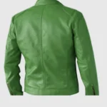 mens Green Leather Jacket back