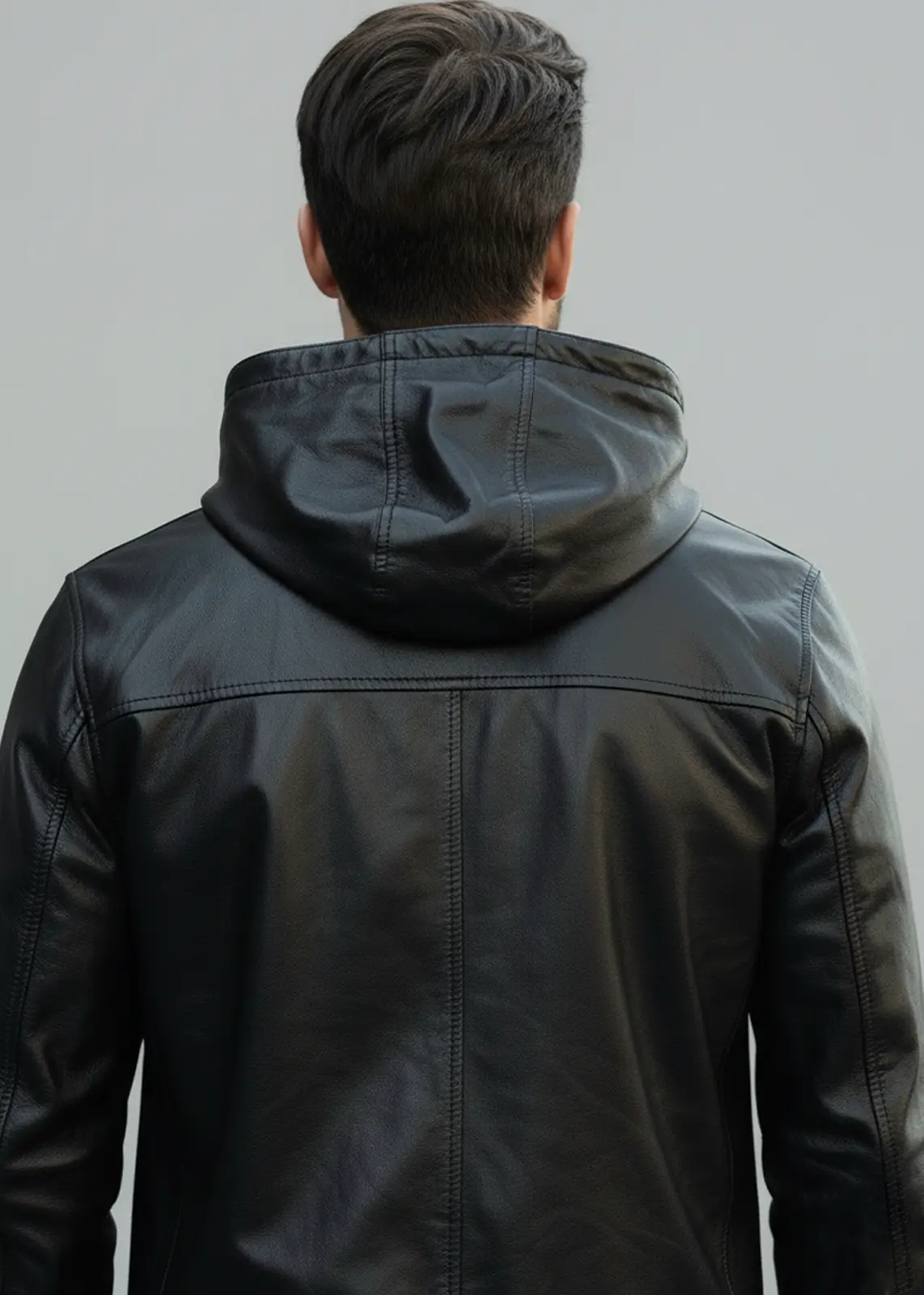 Men’s Premium Black Leather Hoodie
