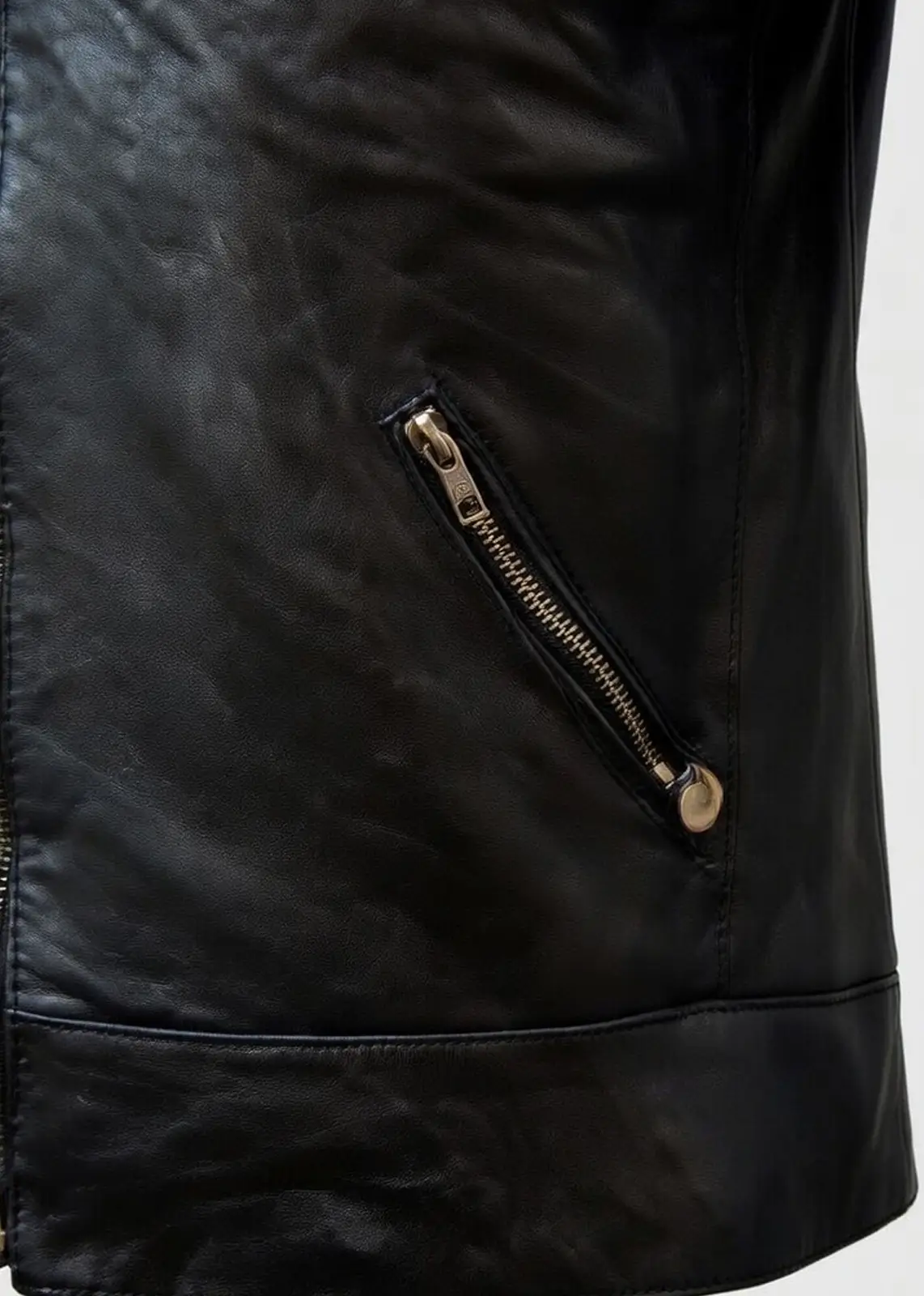 Men’s Gold Zipper Leather Jacket