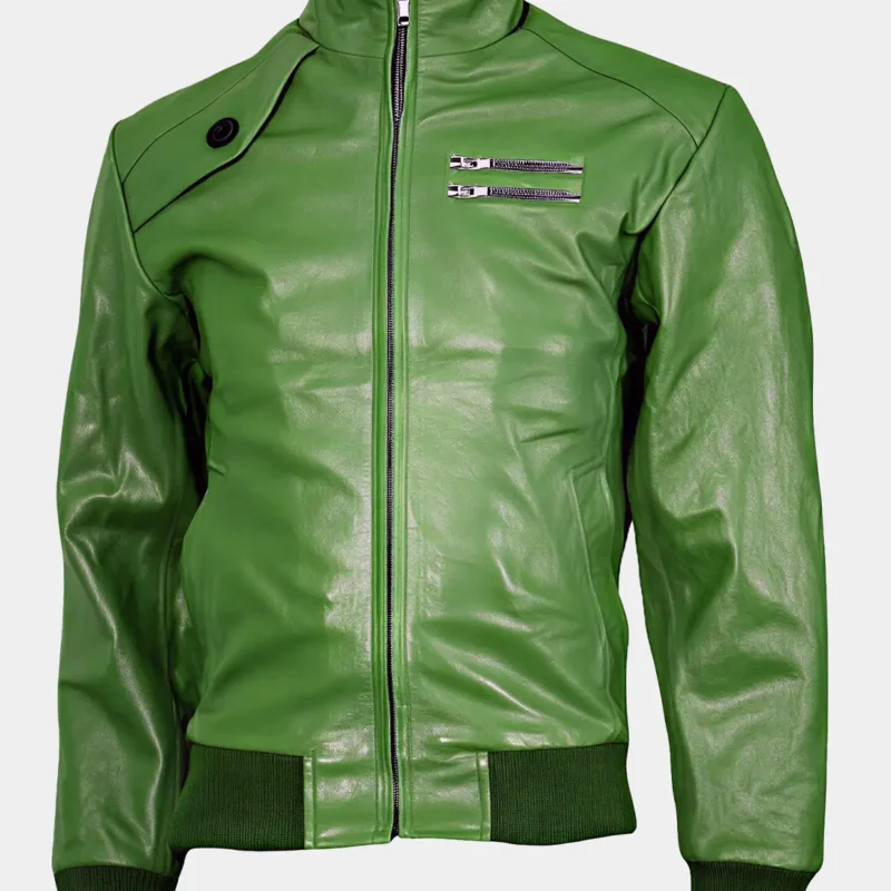 mens-green-leather-bomber-jacket
