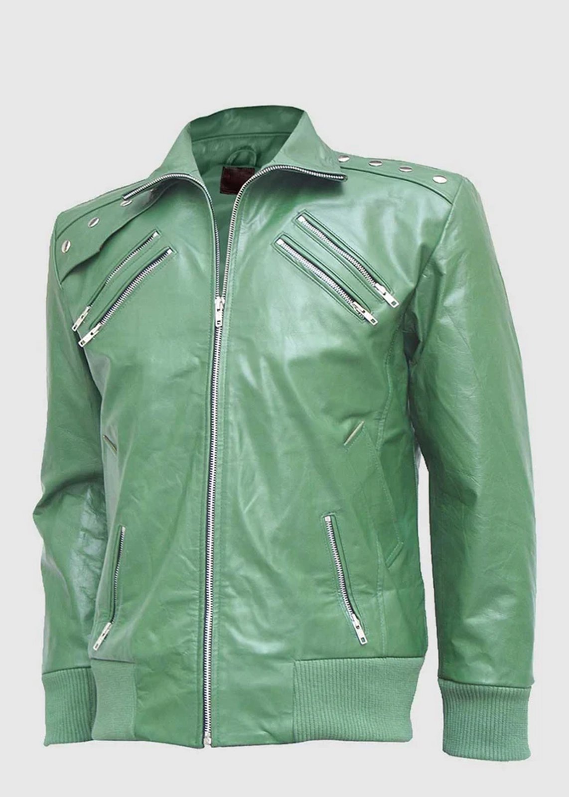 Light Green Leather Jacket For Men