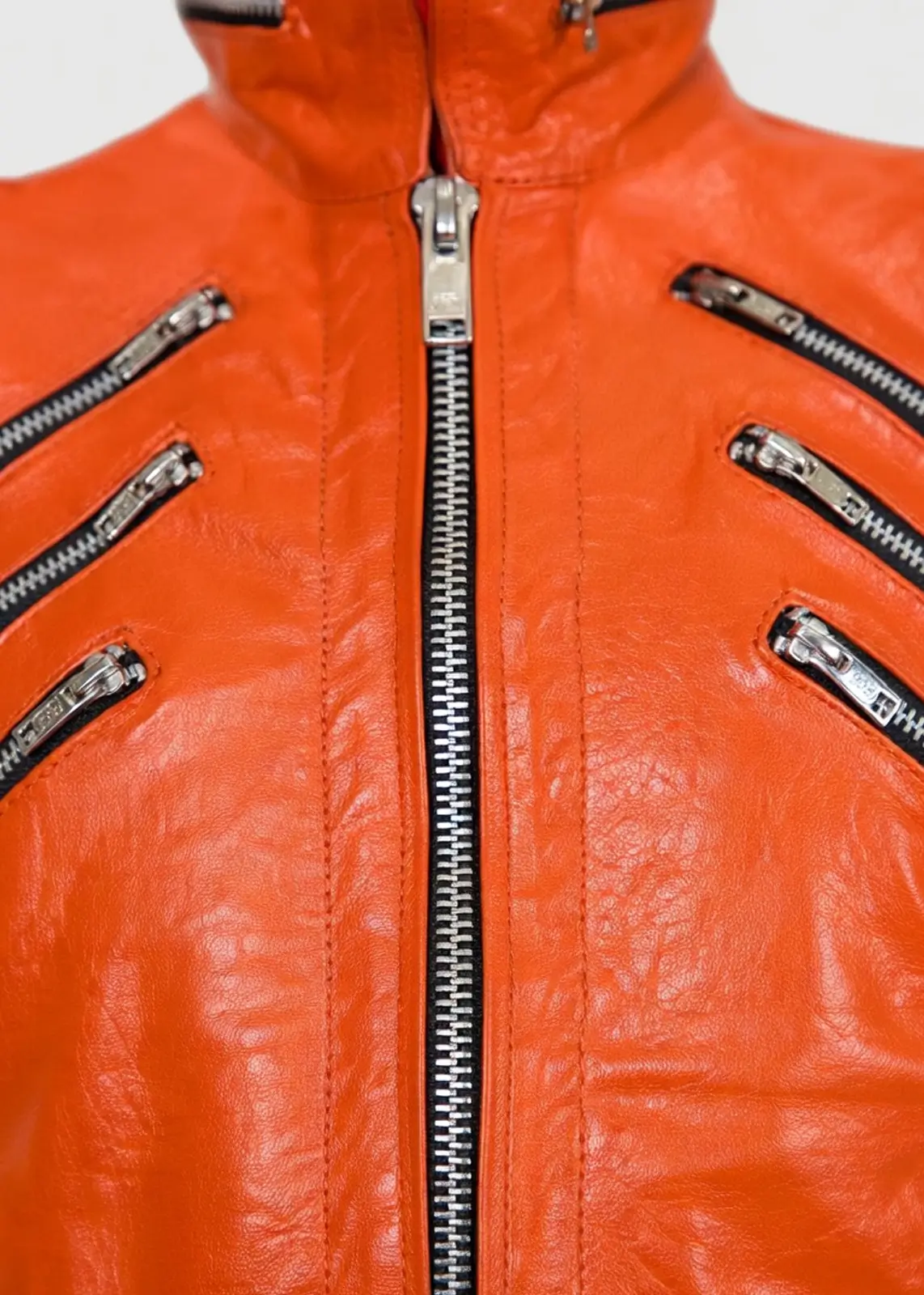 Men’s Orange Leather Vest