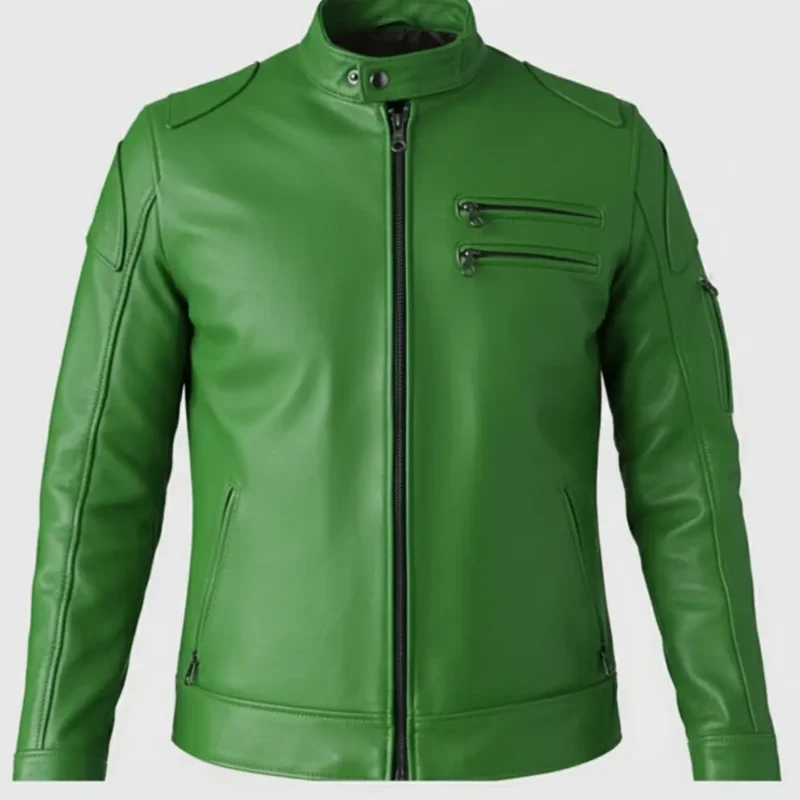mens-rugged-green-leather-jacket