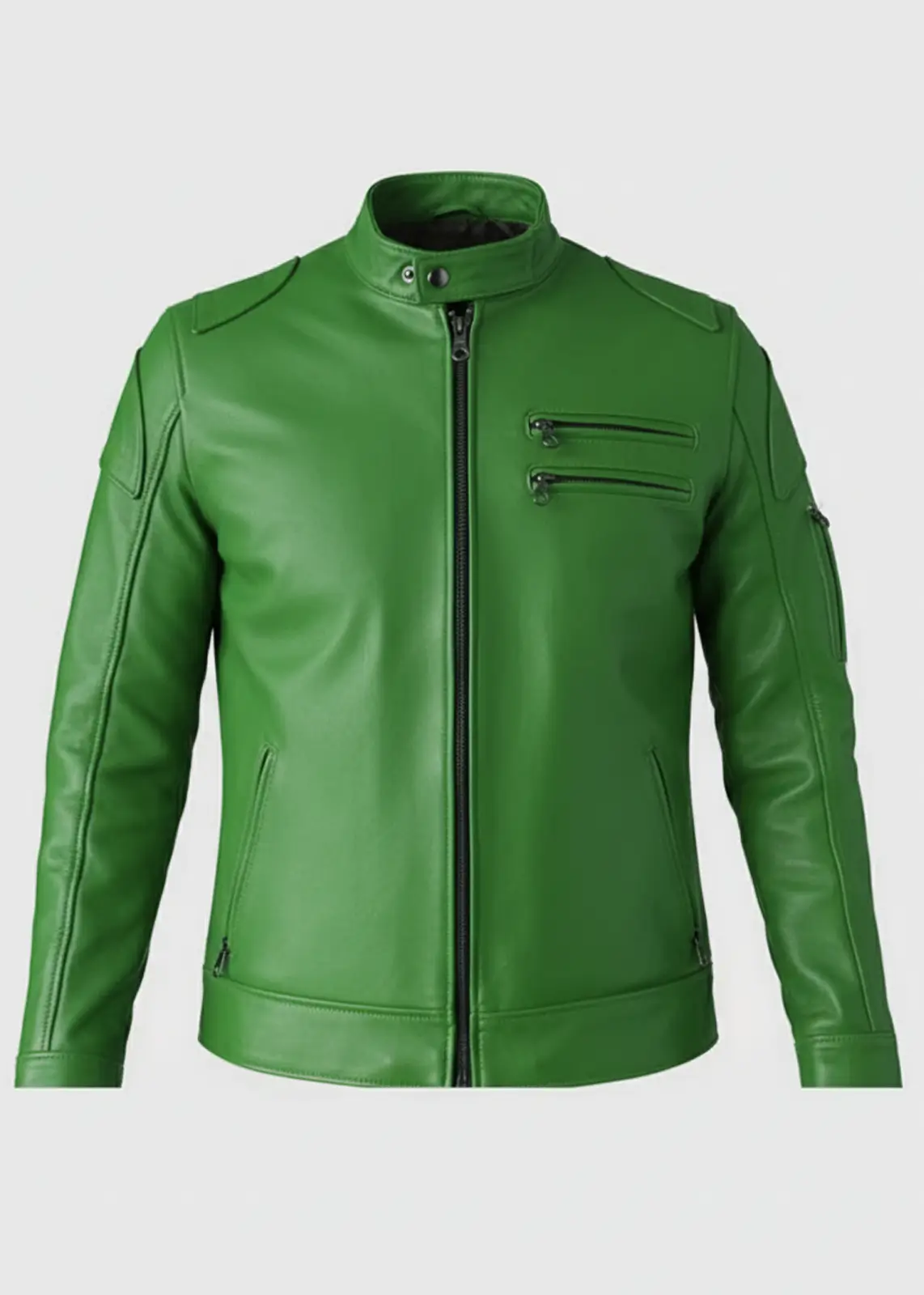 Men’s Rugged & Stylish Green Leather Jacket