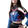 overwatch dva cropped crop top leather jacket front