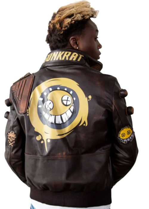 overwatch junkrat cyberpunk steampunk leather jacket back