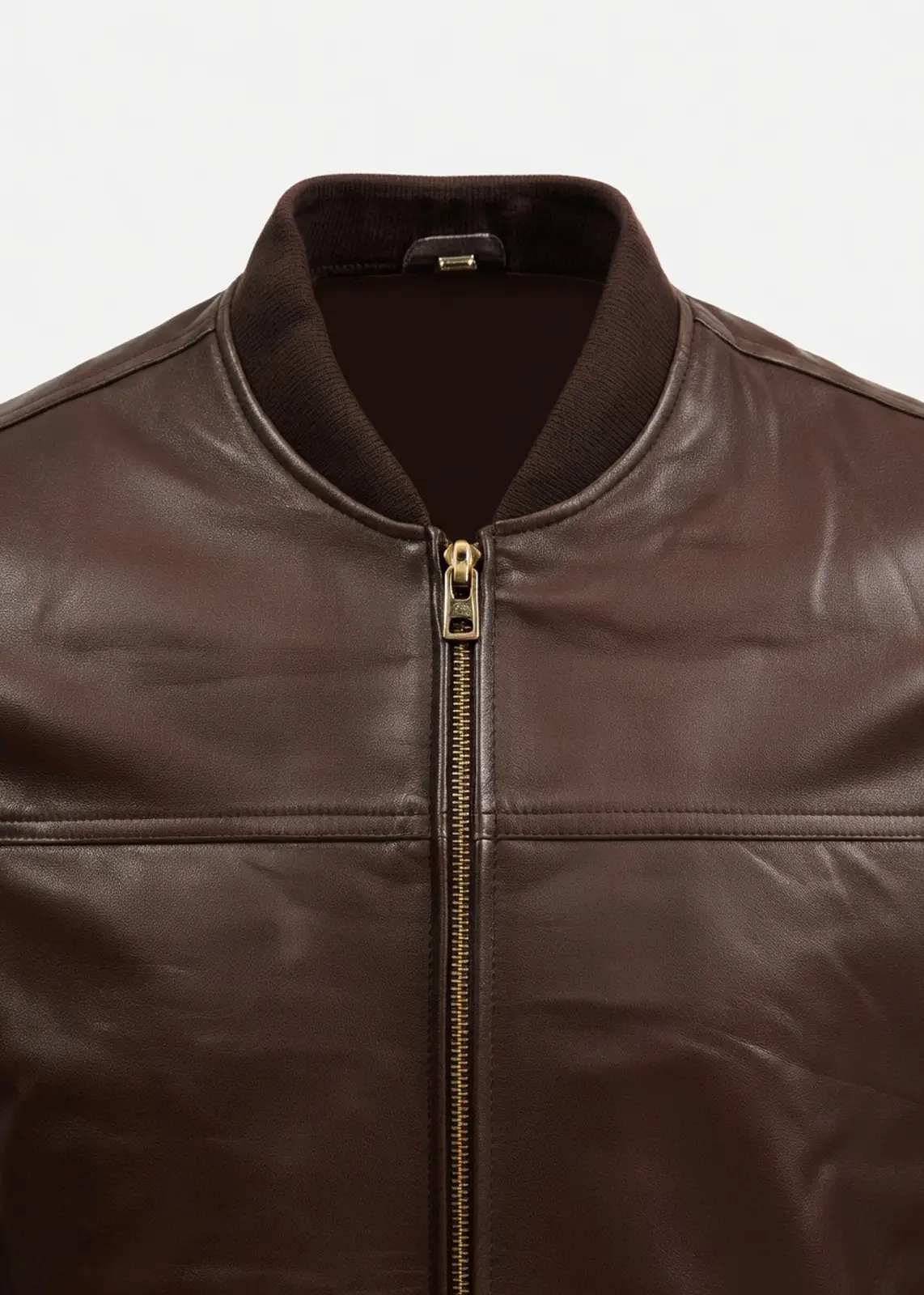 Men’s Classic Brown Leather Bomber Jacket
