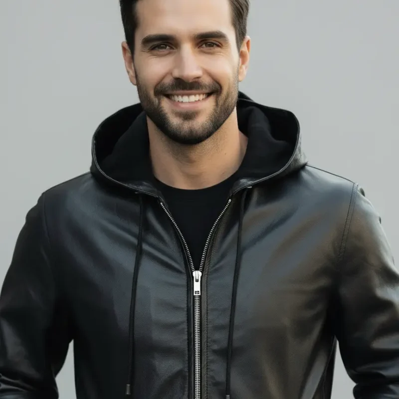 premium-mens-black-leather-hooded-jacket