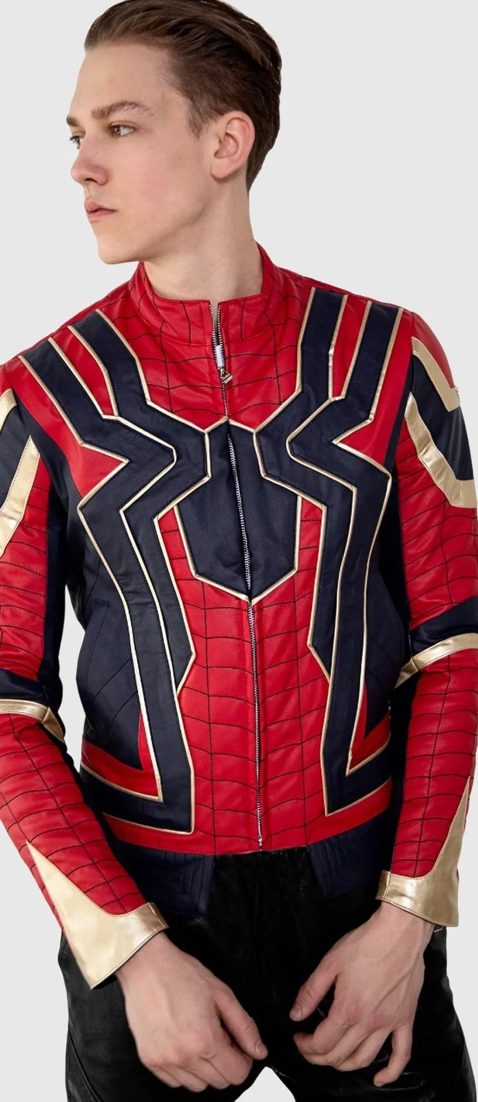 spiderman infinity war iron spider leather jacket front