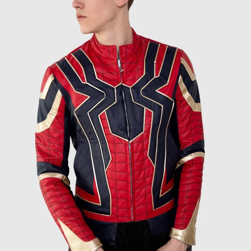 spiderman infinity war iron spider leather jacket front