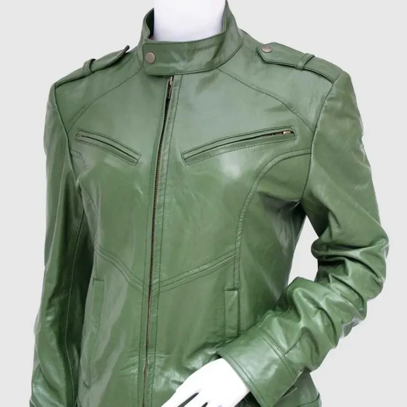 womens-olive-green-leather-biker-jacket