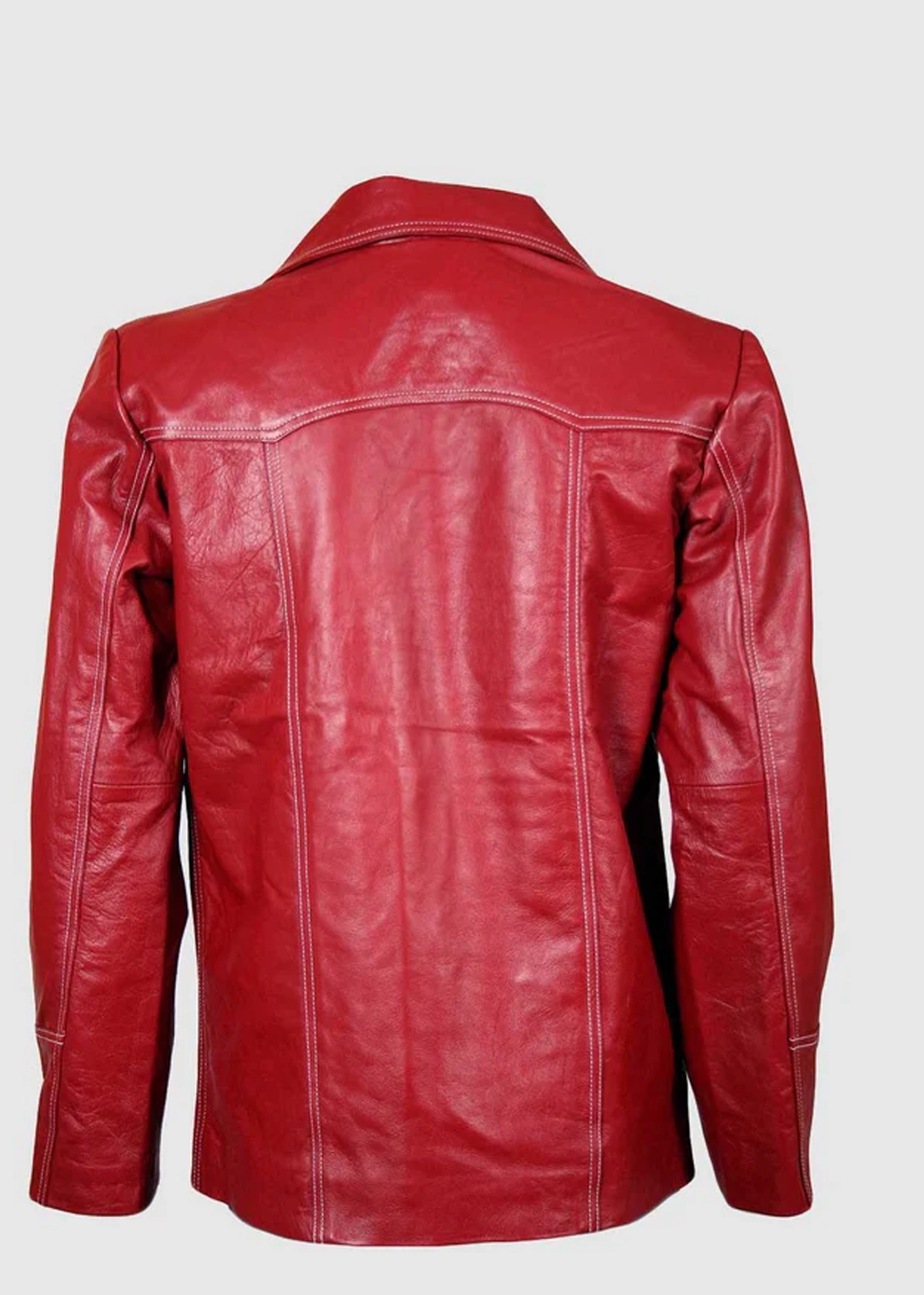 Cherry Red Leather Jacket back