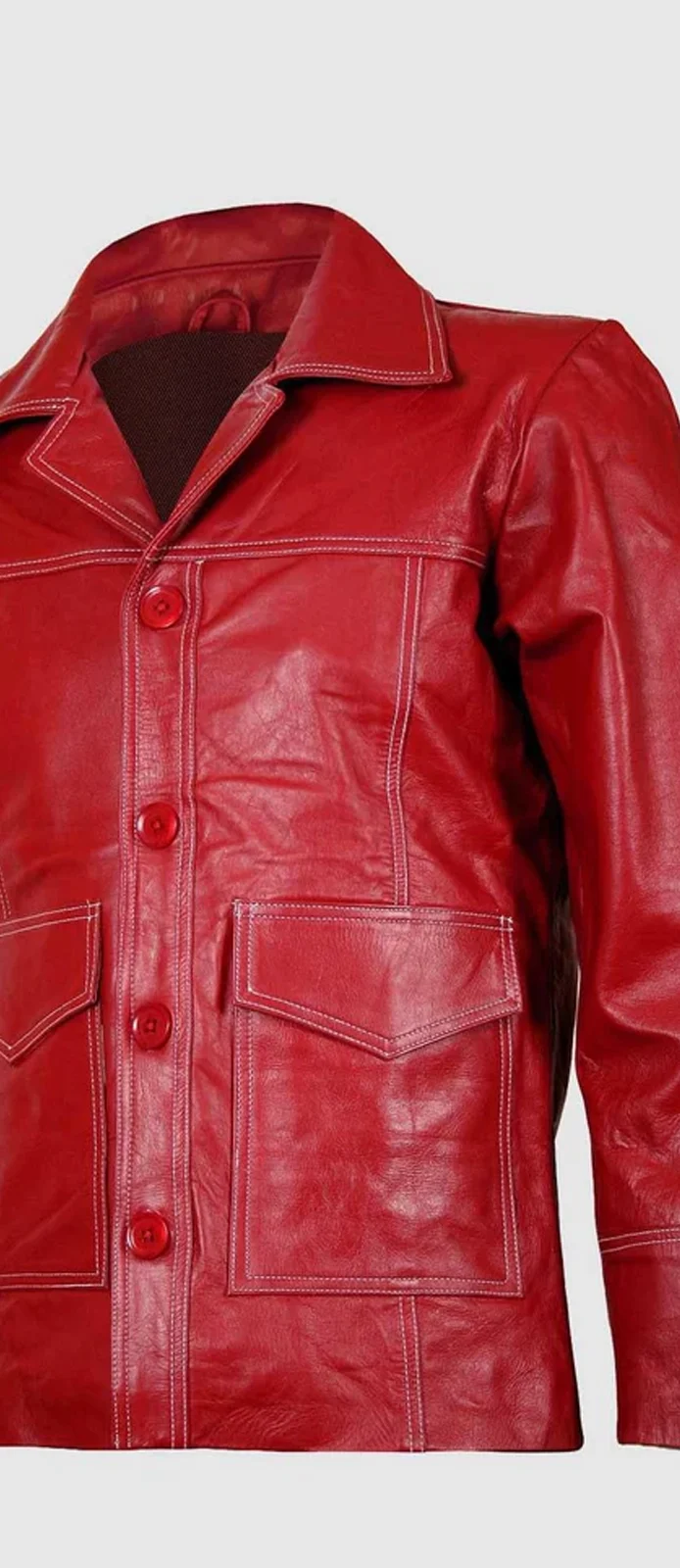 Cherry Red Leather Jacket front