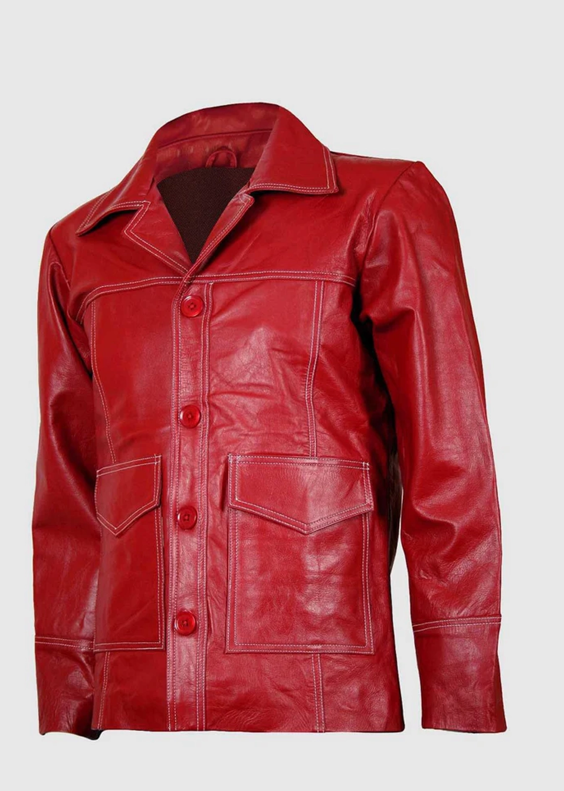 Cherry Red Leather Jacket front