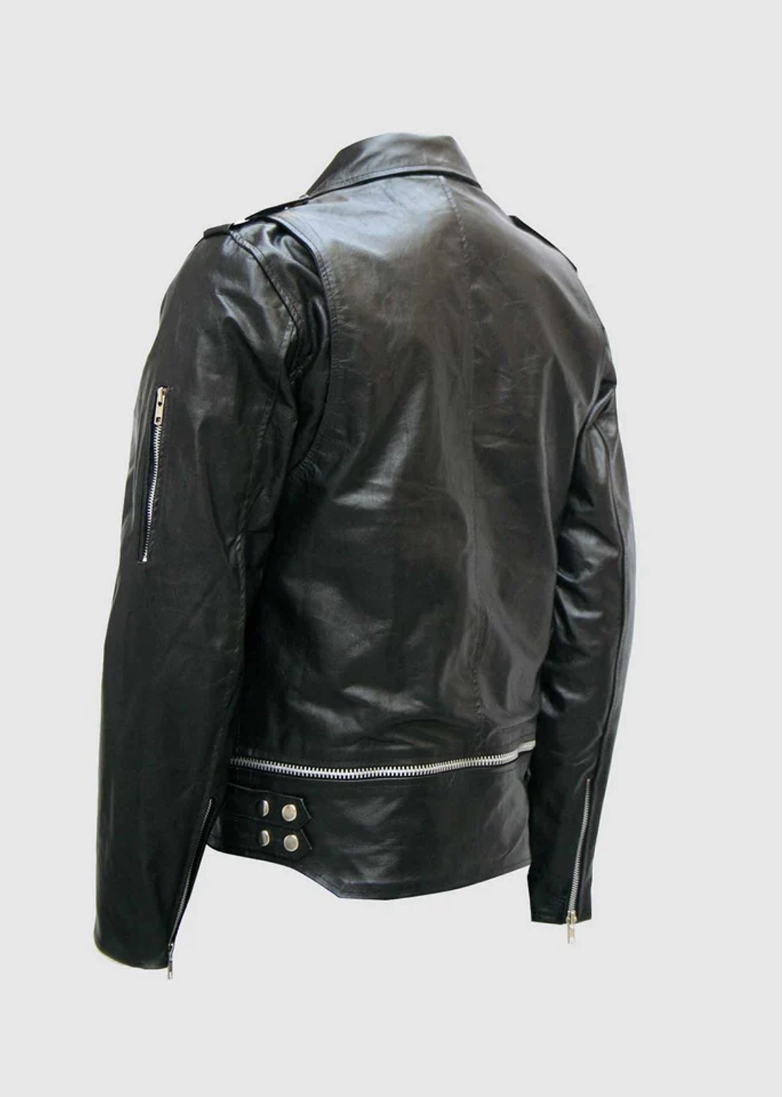 Men’s Black Leather Zipper Jacket