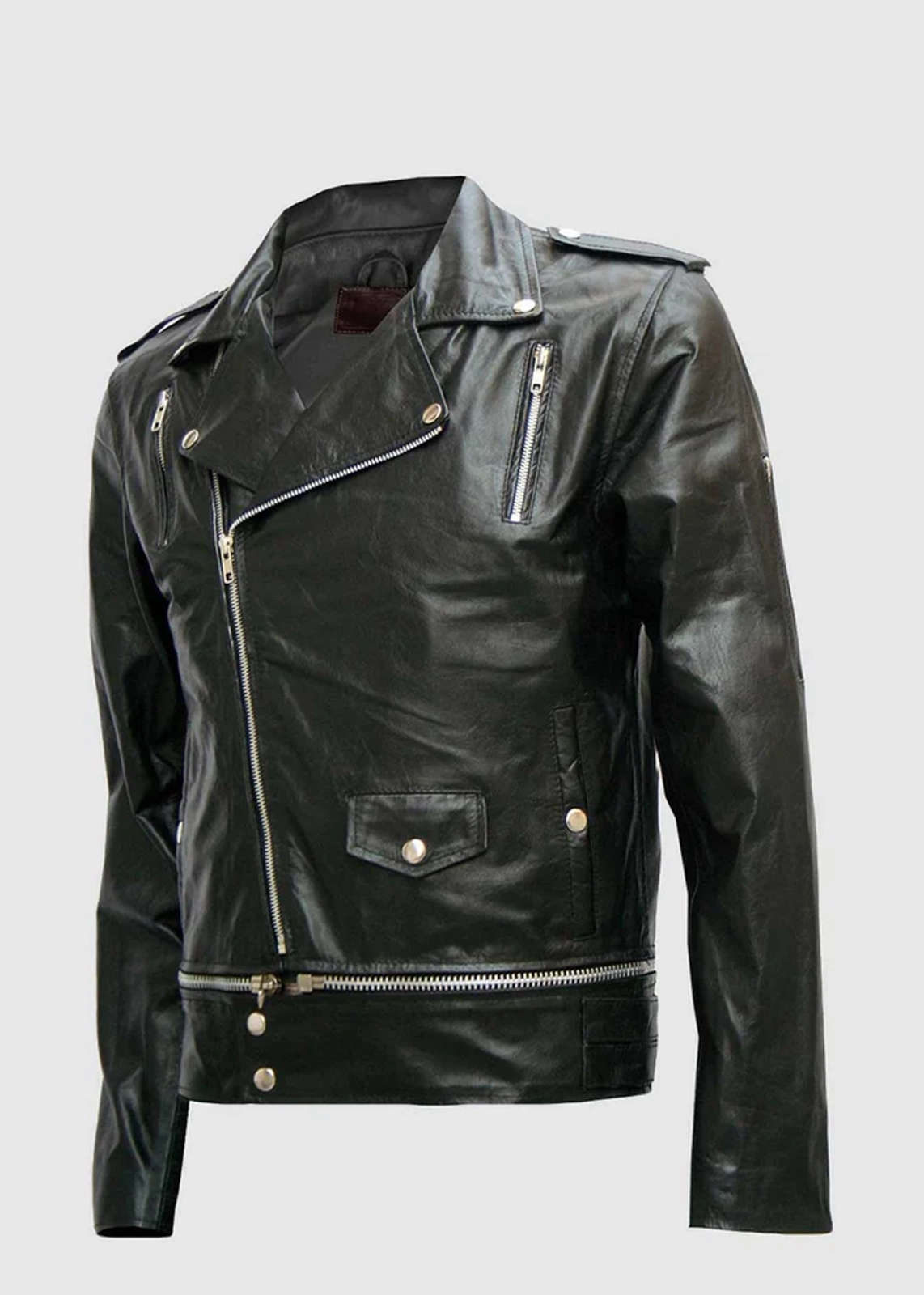 Men’s Black Leather Zipper Jacket