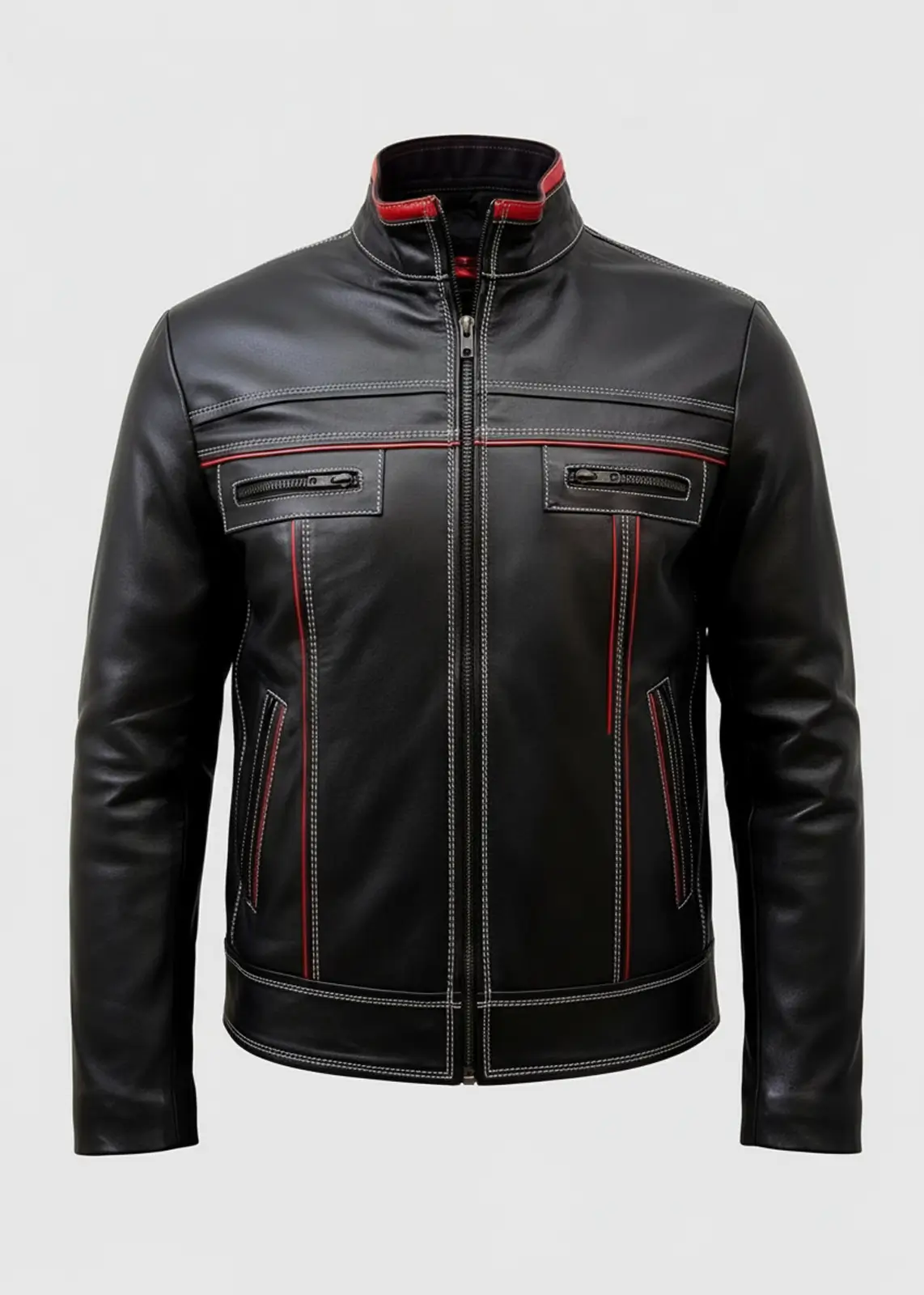 Brown Leather Racer Jacket