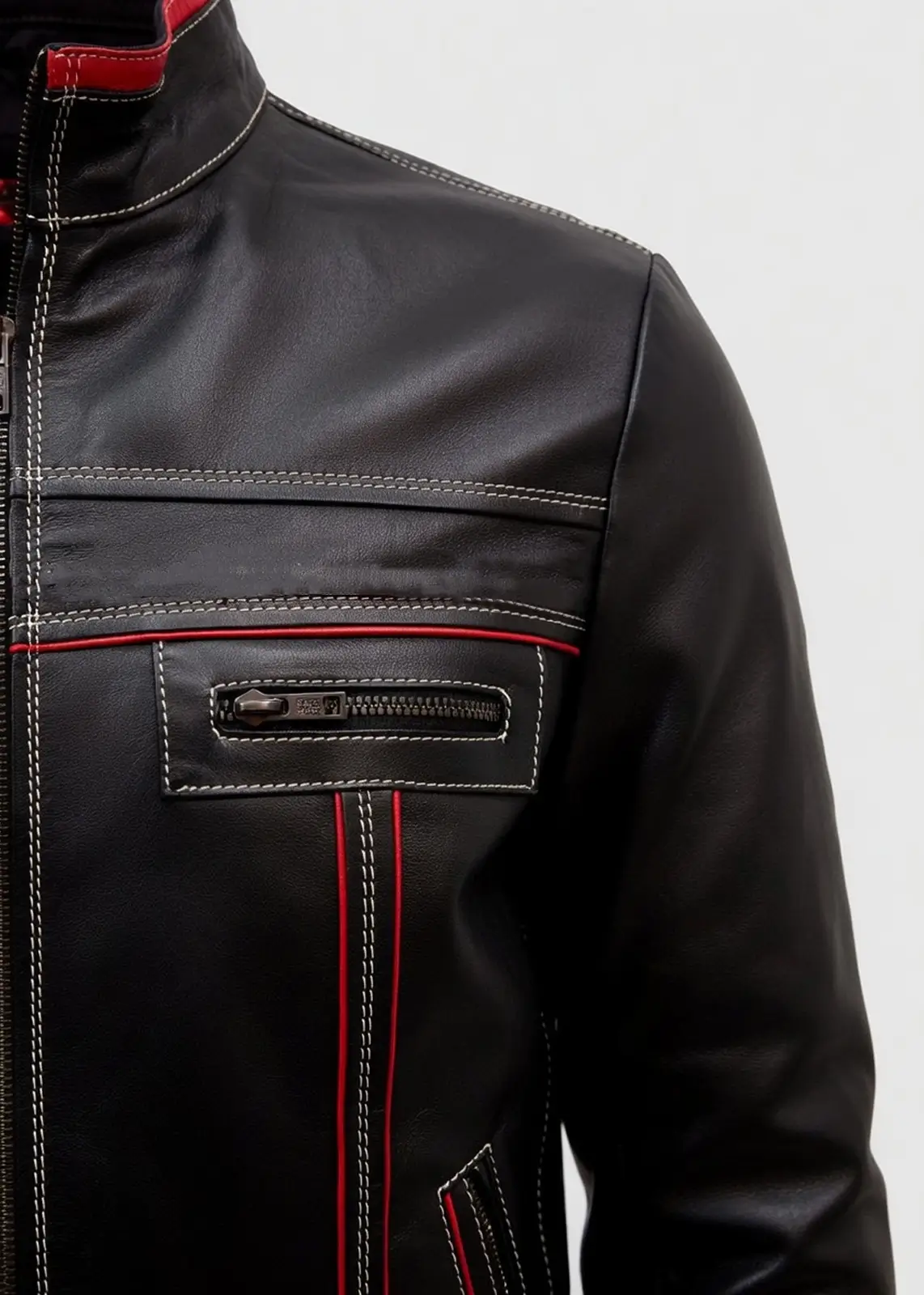 Brown Leather Racer Jacket