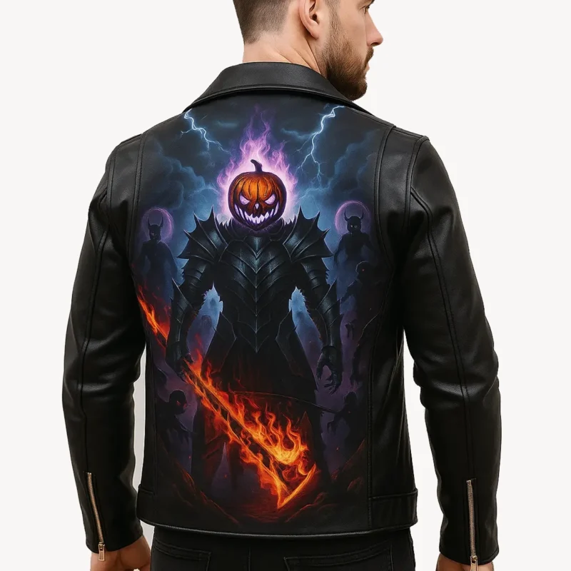 pumpkin warlord of shadows leather jacket model