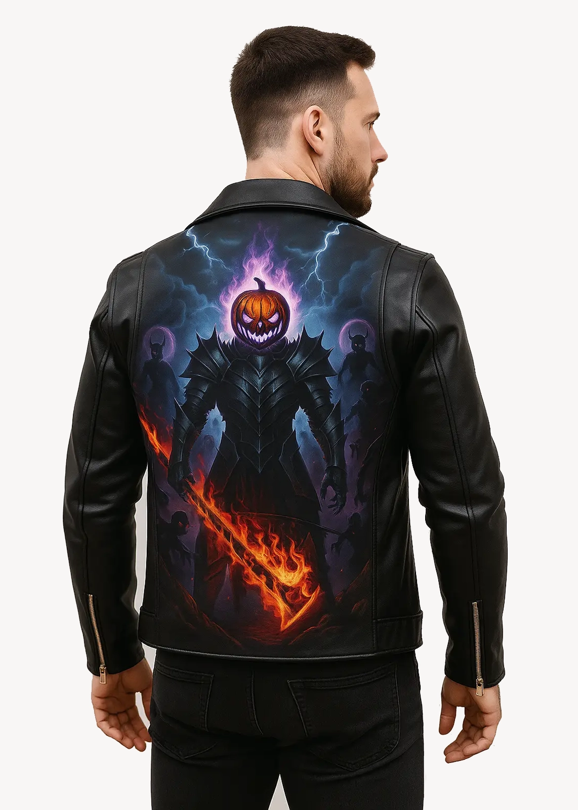 Pumpkin Warlord of Shadows Leather Jacket